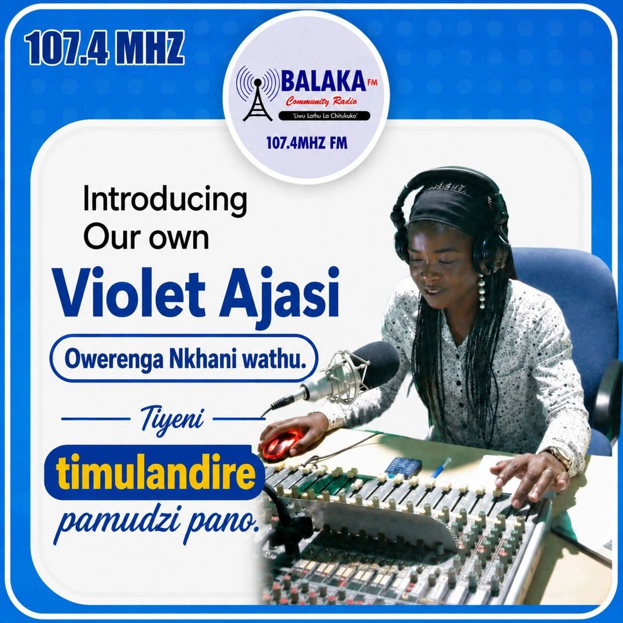 BCR poster introducing Violet Ajasi